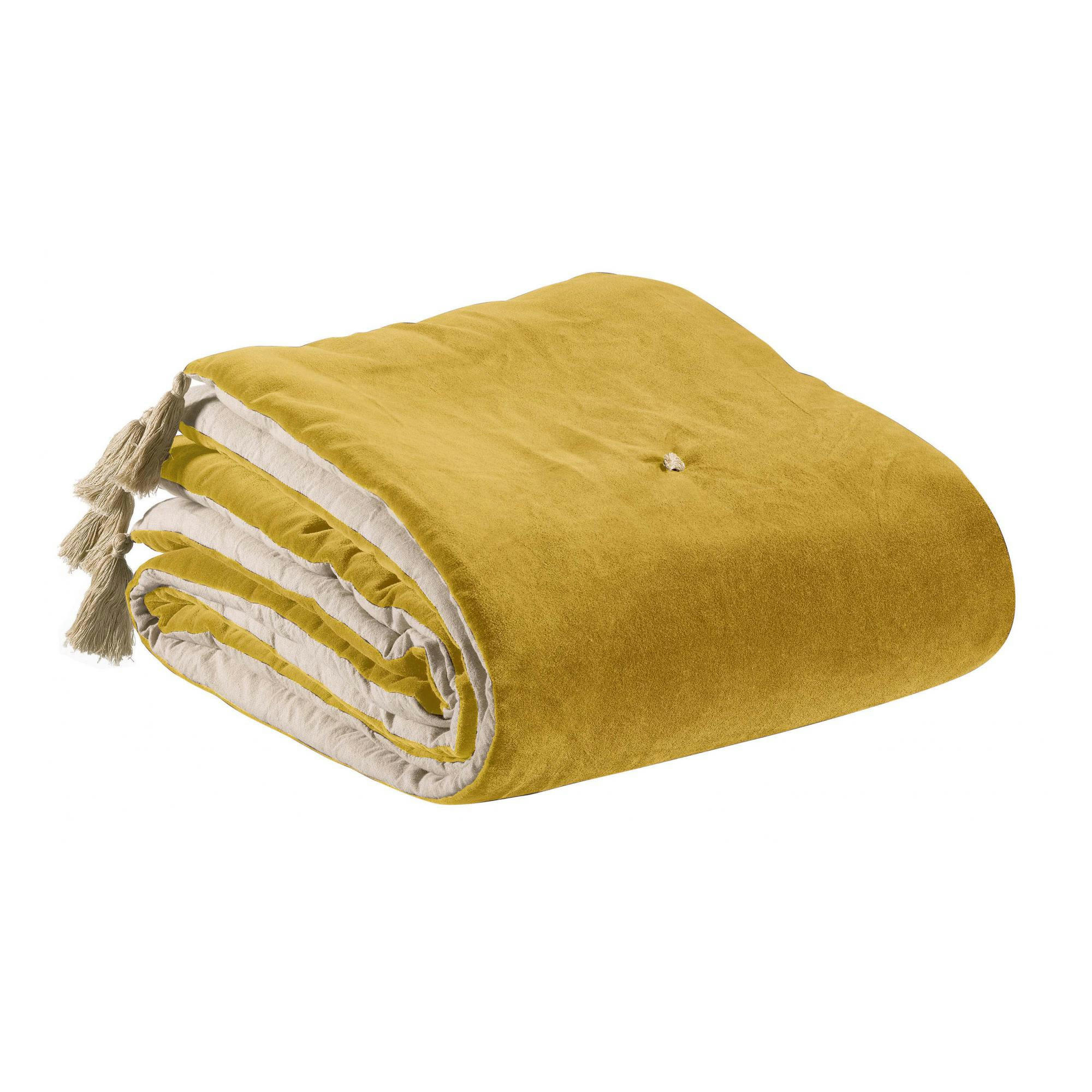 ELISE - Edredon pompons  en coton mais 80 x 180