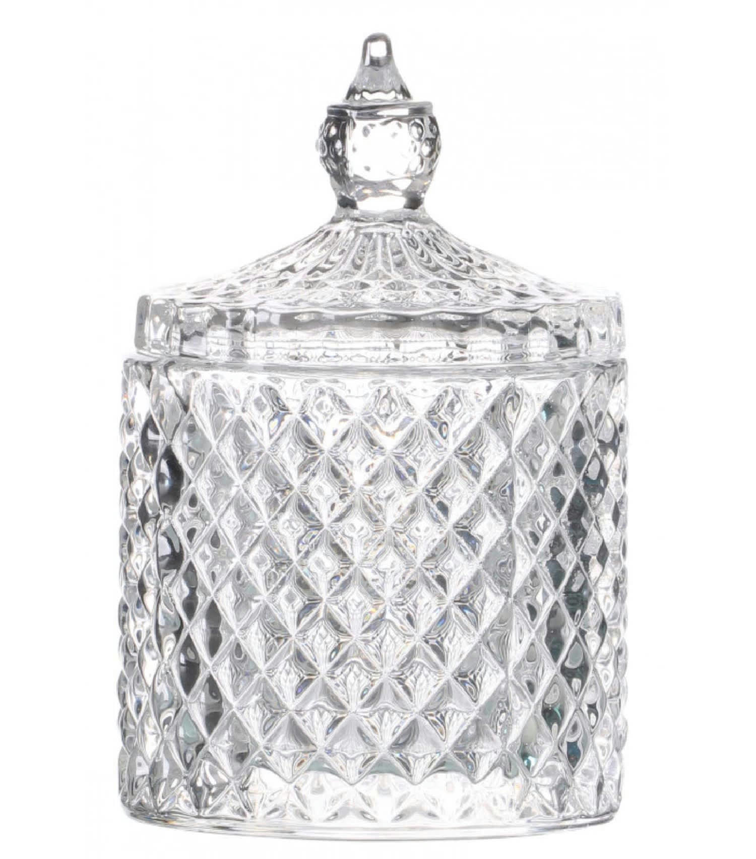 VERRE - Boîte rangement ronde salle de bain verre 8,5x13cm