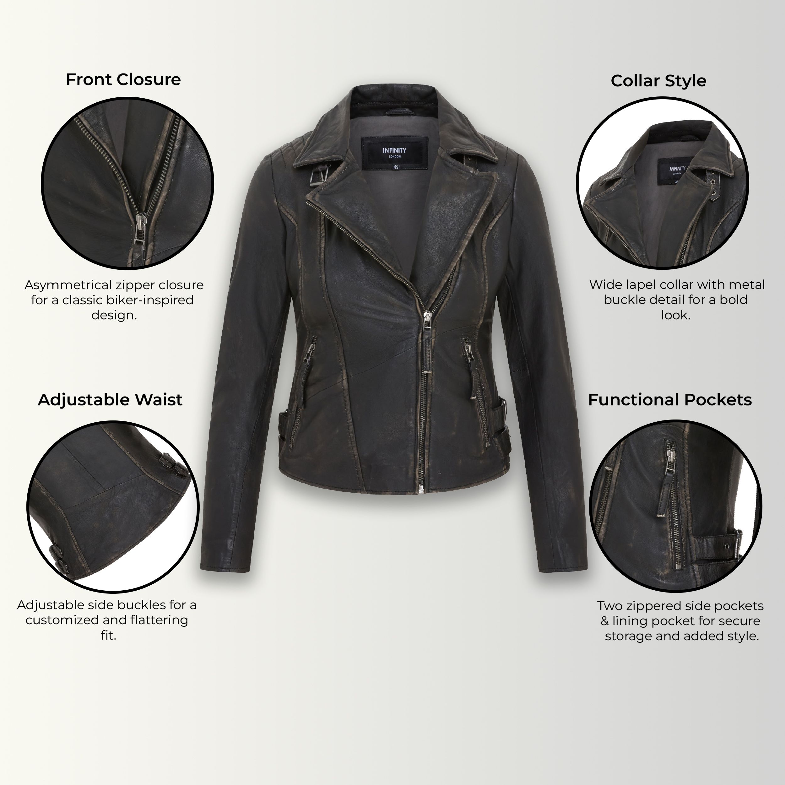 Infinity Leather Leather Brando Biker Jacket - Finnsnes