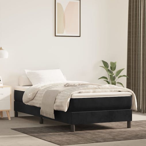 NNEVL Box Spring Bed Frame Black 100x200 cm Velvet