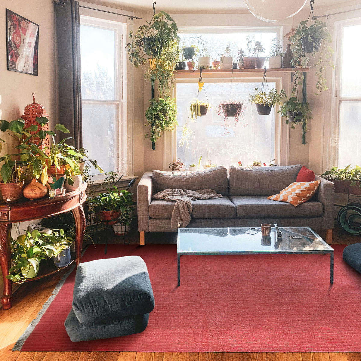 ESSENCE - Tapis en jute et coton avec franges terra cotta 160x230