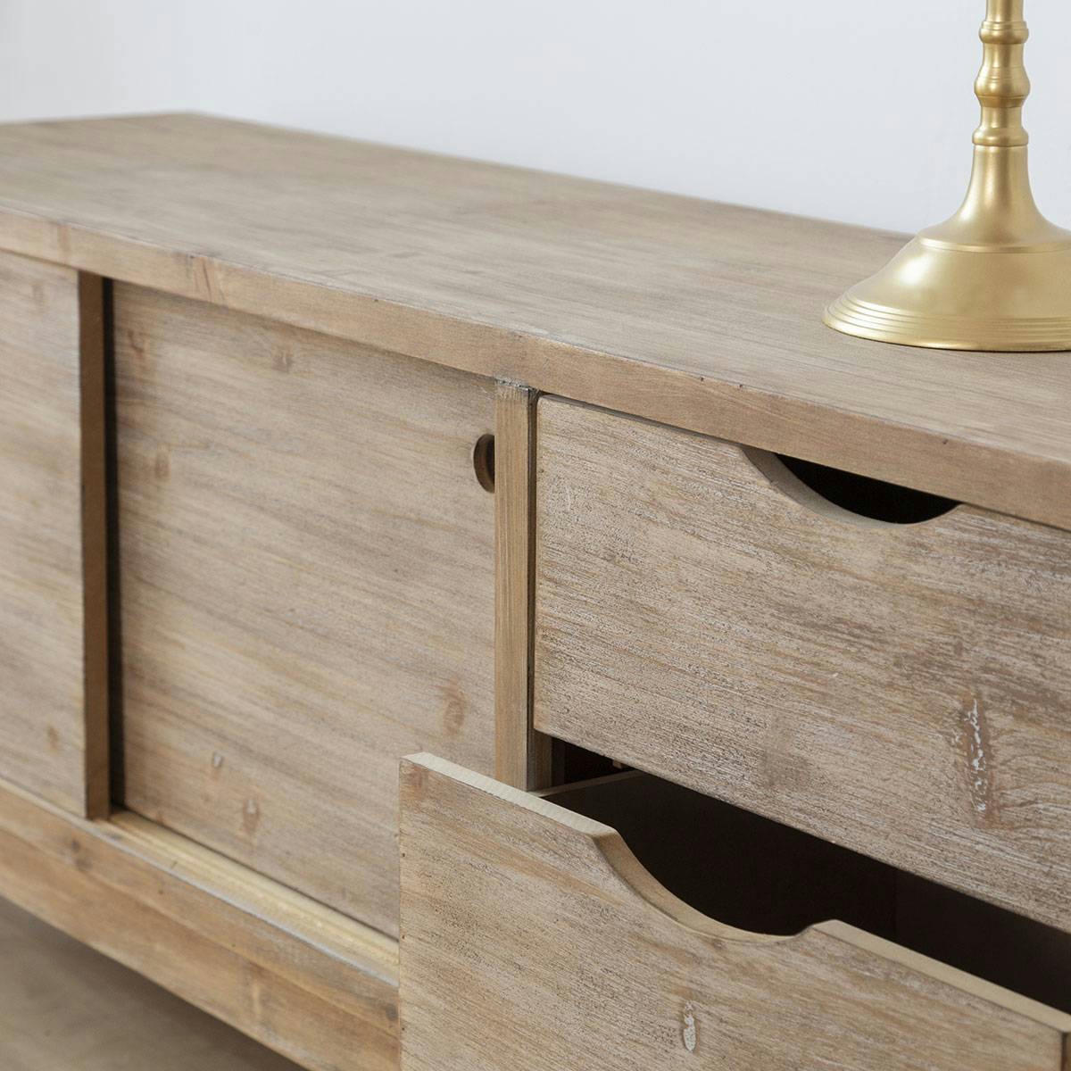 NATURAL - Meuble TV en bois marron 140 cm