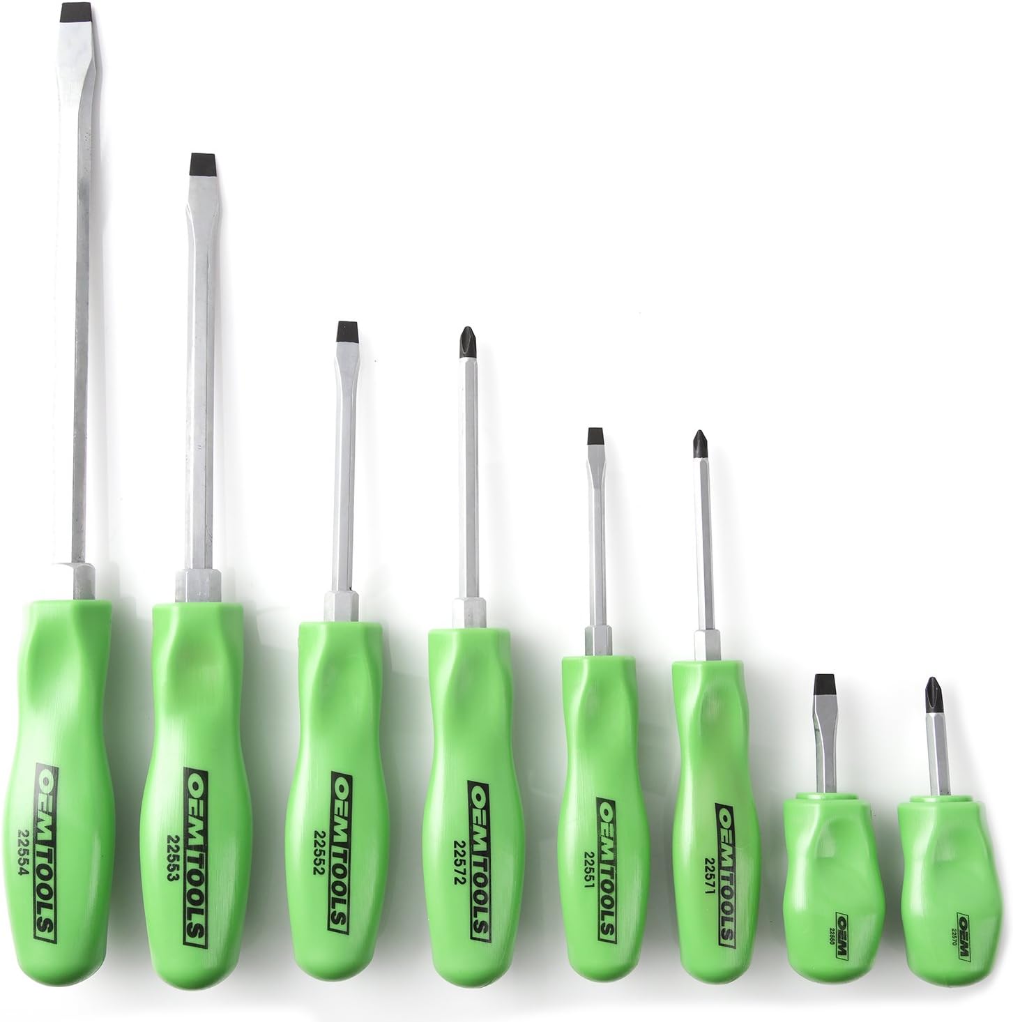 OEM Tools 23999 Mechanic's Screwdriver Set, 8 Piece | 8 Commonly Used Slotted Flathead & Phillips Screwdrivers | Auto Mechanic & Technician, & Homeowner Tools | Alloy Steel