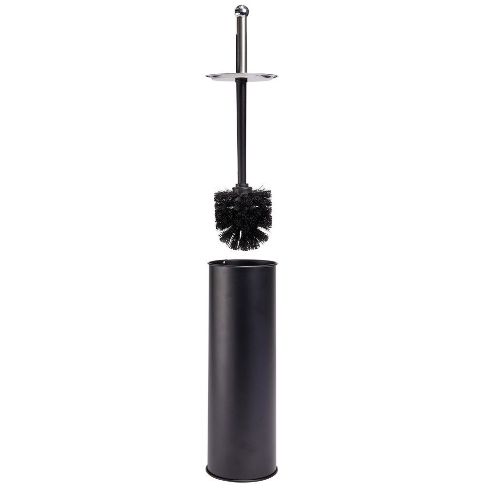 Brosse WC socle haut rond métal noir Ø9,5xH38cm