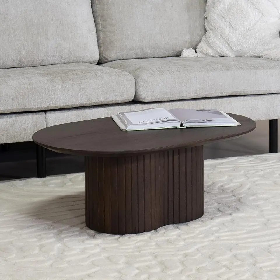 Salontafel Donkerbruin Mangohout - Ovaal - 90x60x35cm - Ava