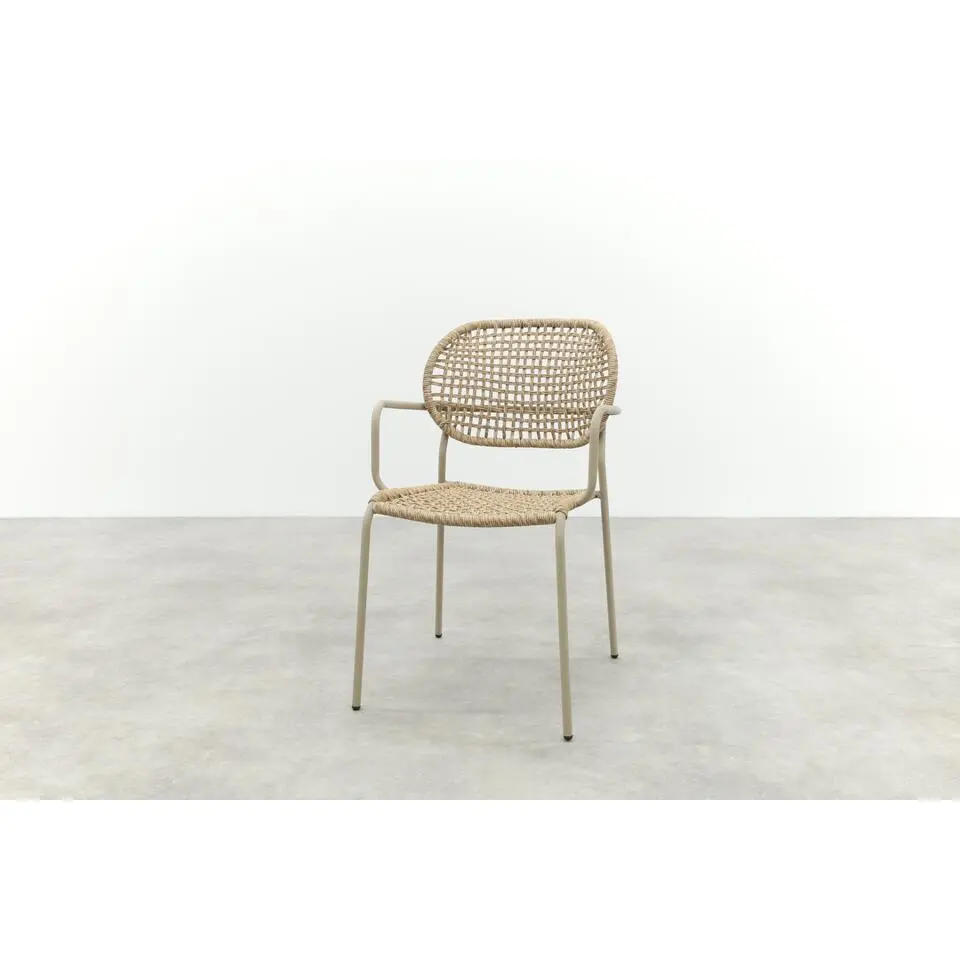 VDG Noa stapelbare naturel wicker dining tuinstoel - Latte