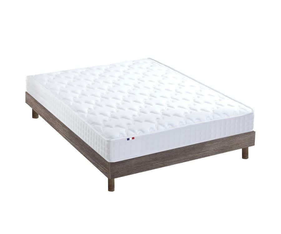 ENSEMBLE KIT AZUR - Ensemble Matelas mémoire de forme Sommier en Kit Chêne gris 140x190