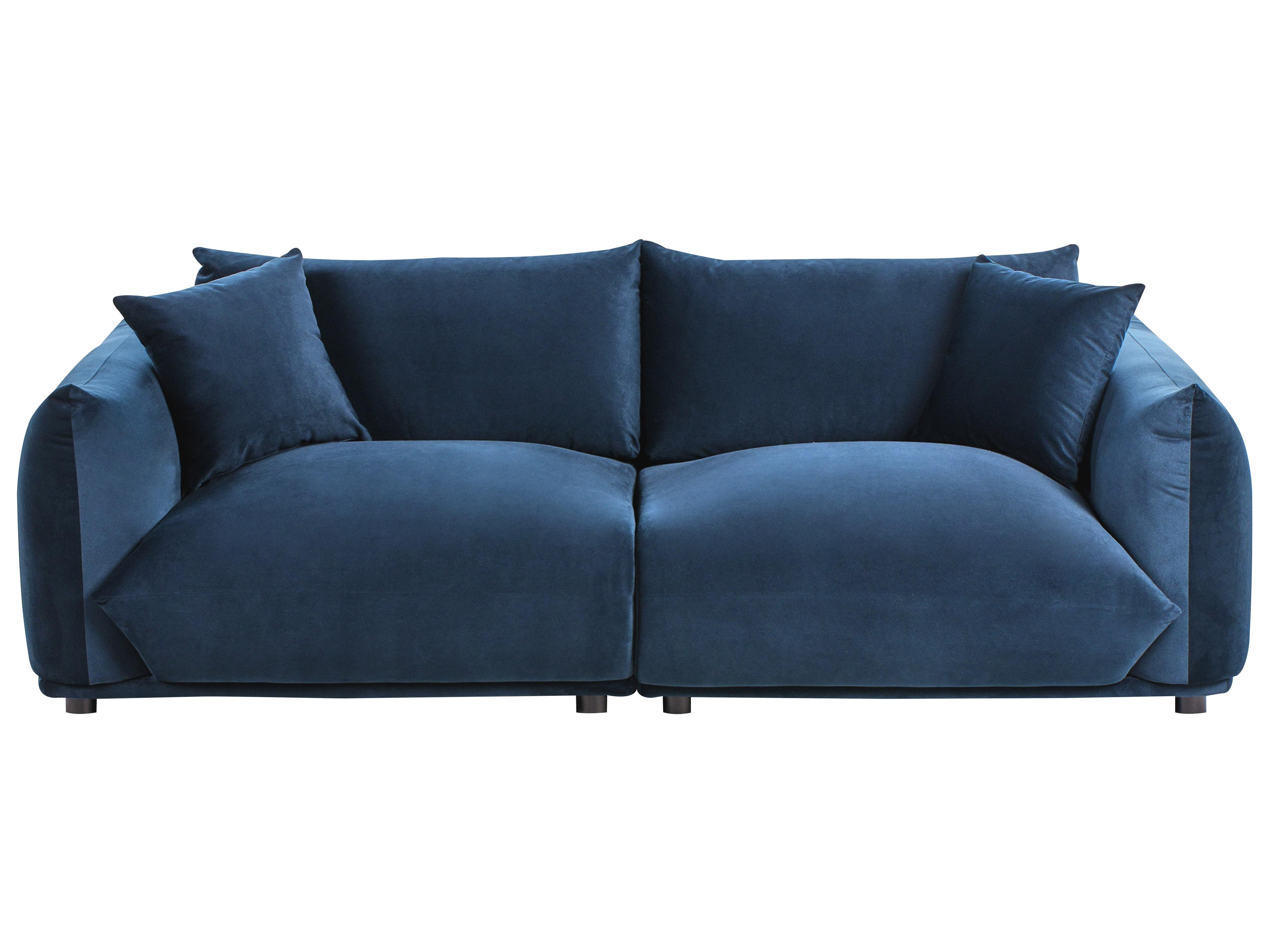 Sofa 3 Seater LUVOS Velvet Dark Blue