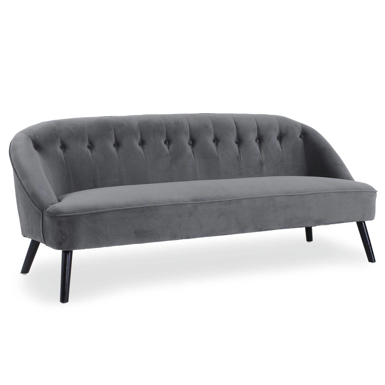 IOAN - Canapé 3 places velours gris