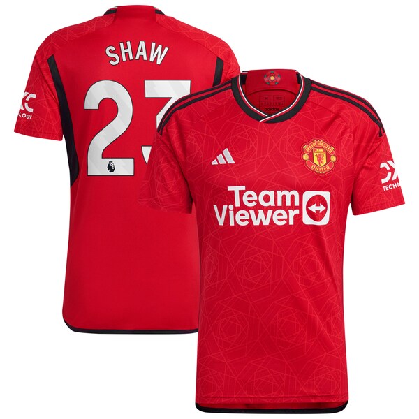 Luke Shaw Manchester United adidas 2023/24 Home Replica Player Jersey - Red/Green