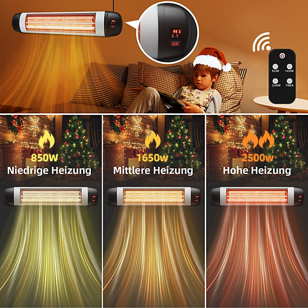 NETTLIFE Radiateur infrarouge radiateur infrarouge 2500W avec télécommande
