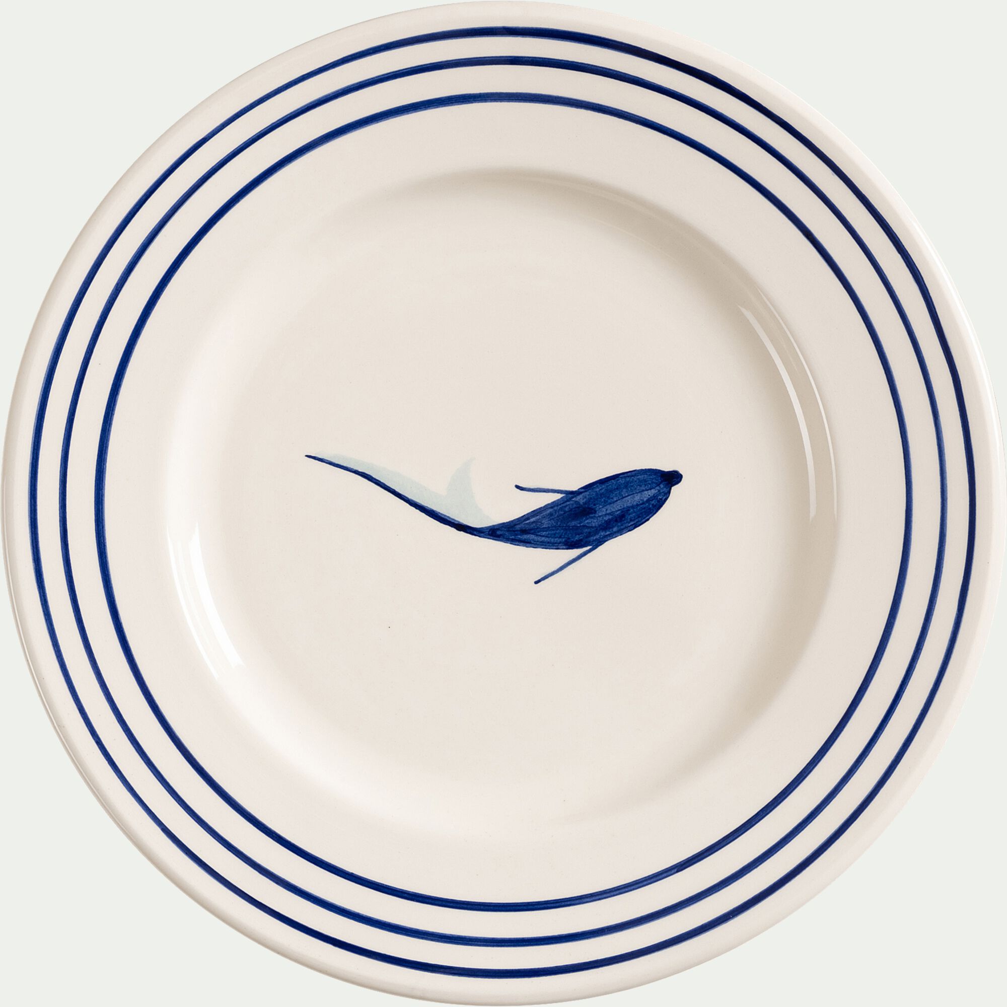 ANCHOVA - Assiette à dessert en faïence avec motif D22cm - blanc