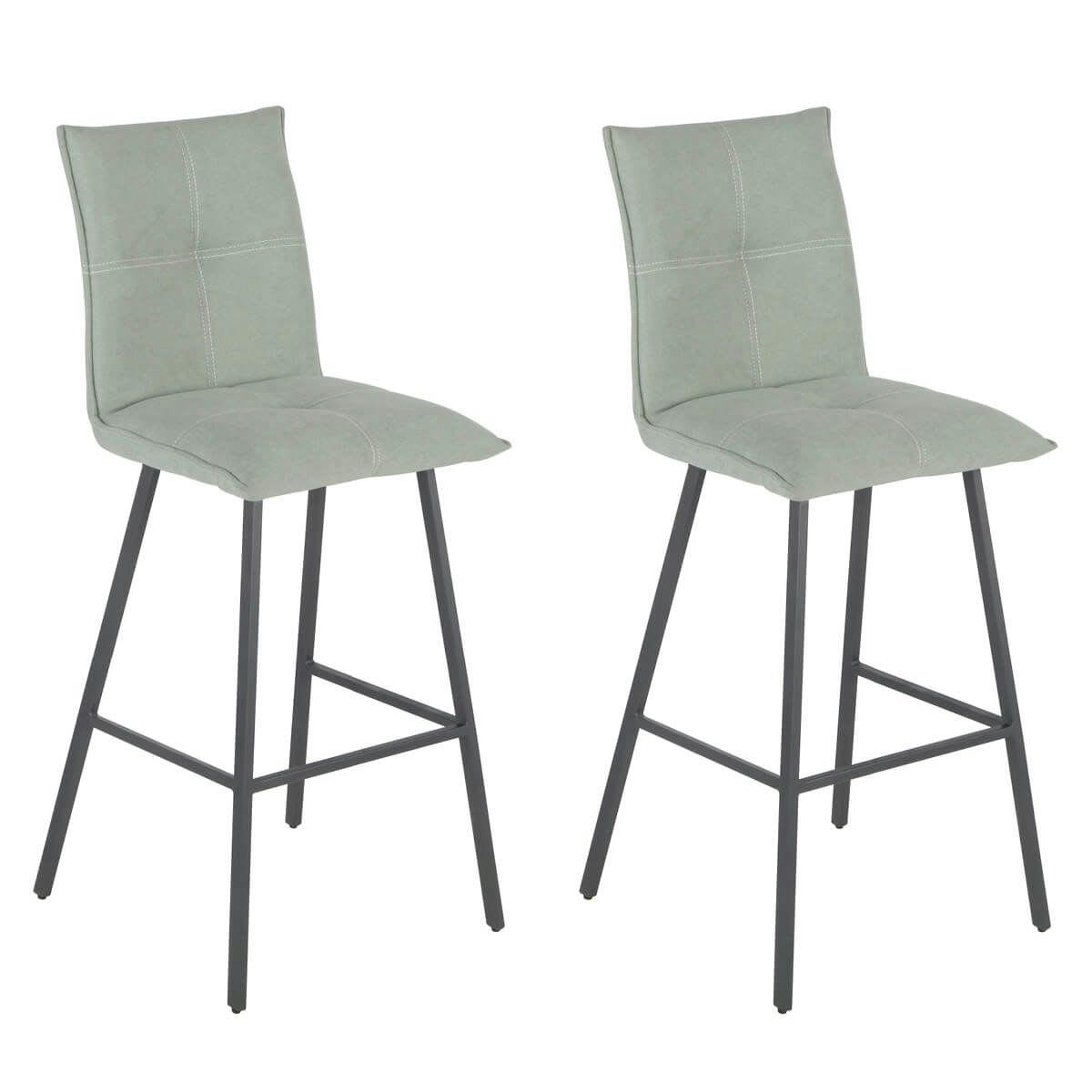 LAGOS - Lot  de 2 tabourets vert d'eau assise h76cm