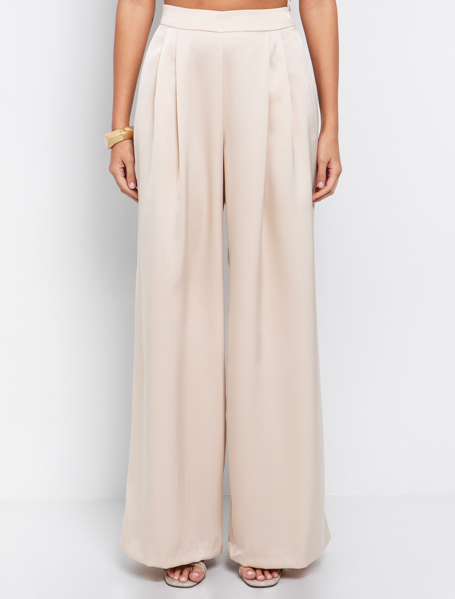 Satin παντελόνα με πιέτες