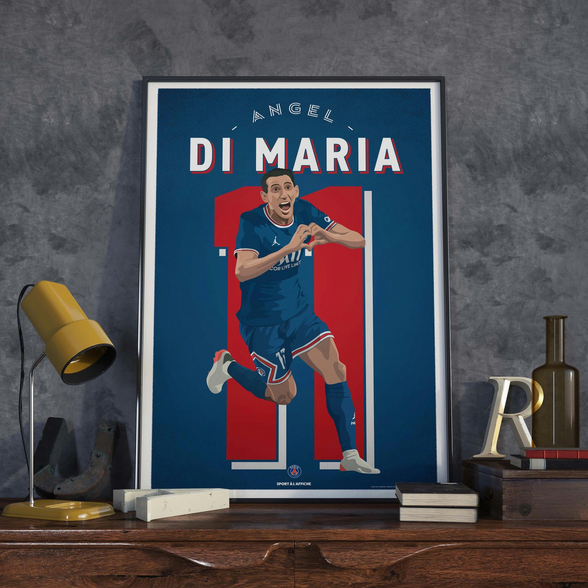PSG - Affiche Football PSG - Illustration Angel Di Maria 30 x 40 cm