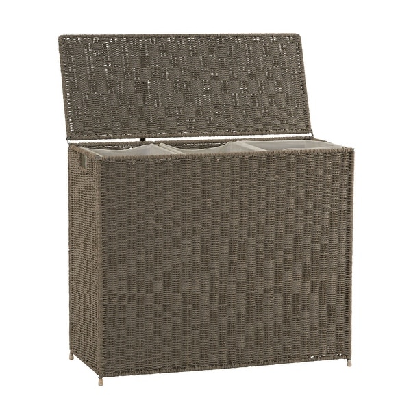 Household Essentials Paper Rope 3-Bag Hamper Sorter, Grey, 28.25H x 33W x 14D