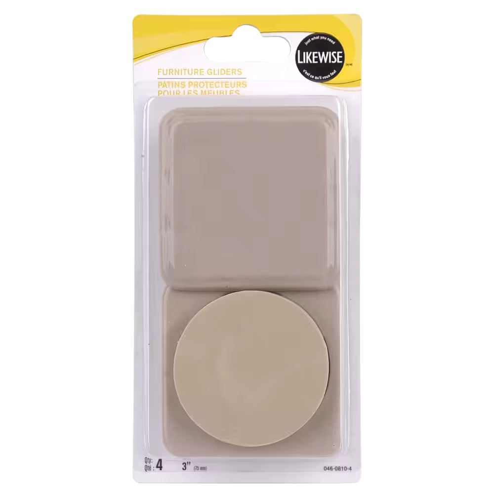 Certified Square Taupe Furniture Gliders, For Carpet, 3-in, 4-pc