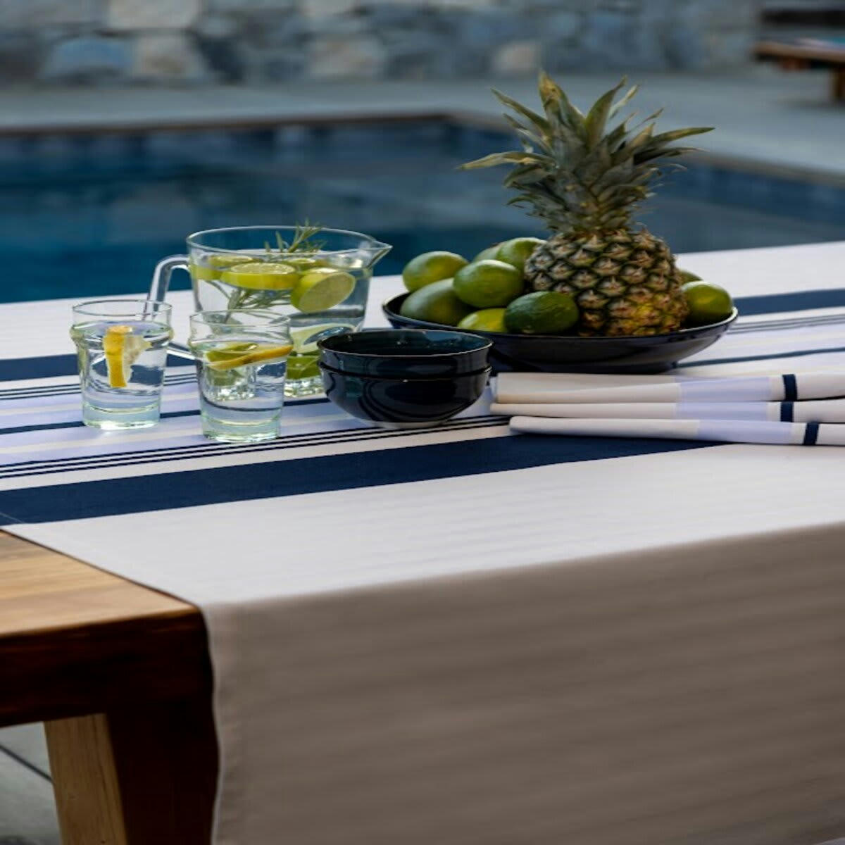 DONIBANE - Nappe Coton Bleu 180x180 cm