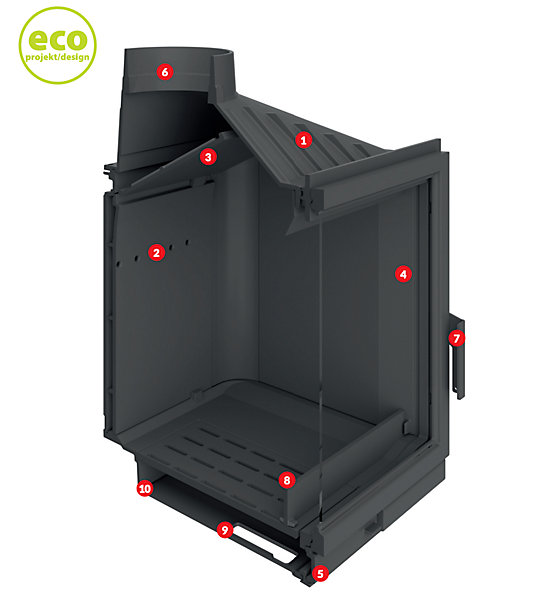 INSERT CHEMINéE KFD ECO MAX 7 L-R standard - Angle: Gauche - Volet : Avec - Support : Sans - Entrée d'air direct : Avec