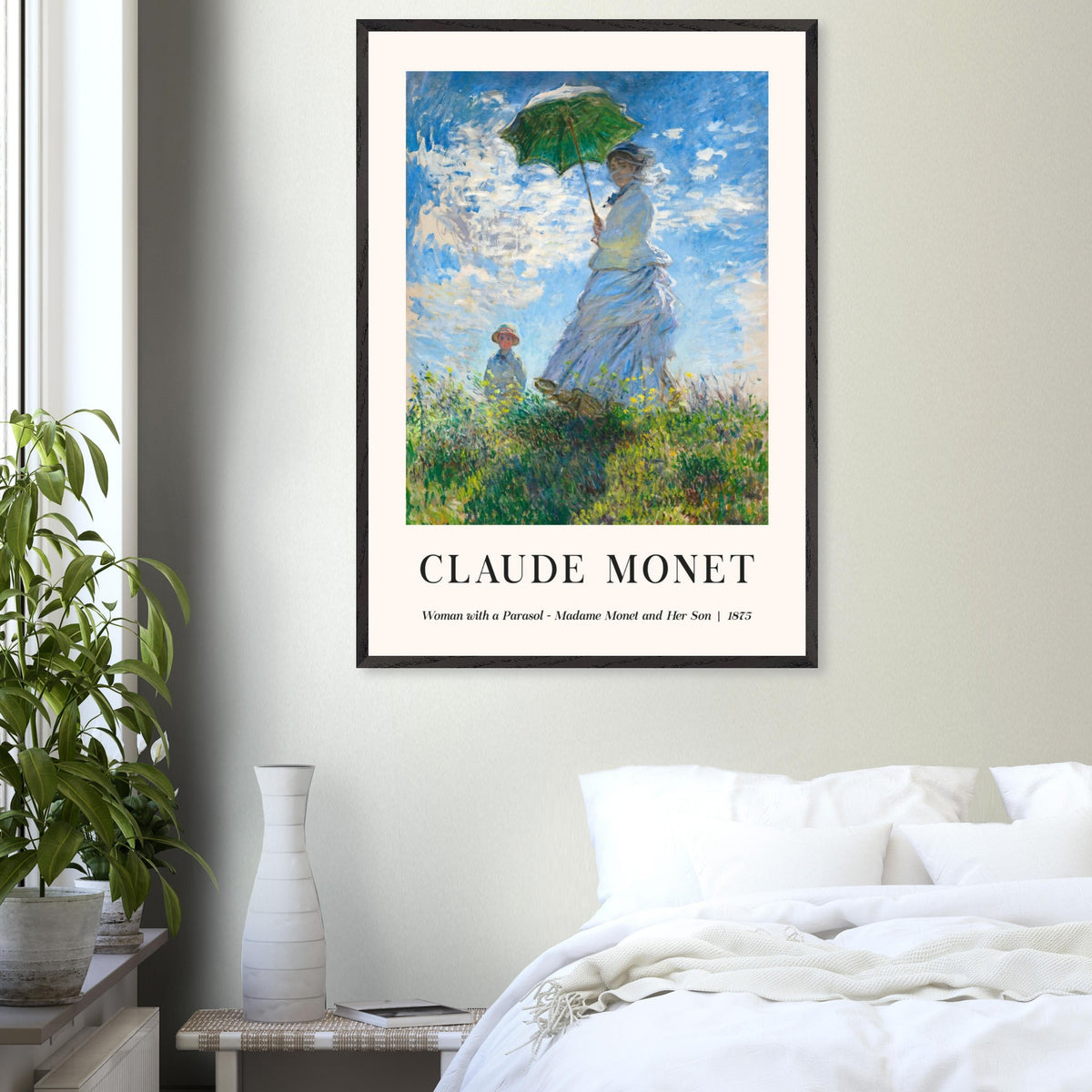 Artfulprints Poster Claude Monet - Women with a parasol  - 70x100 cm - Blauw