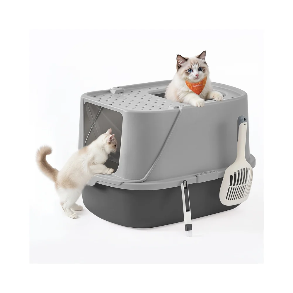 Maison de toilette pour chat avec couvercle et accessoires