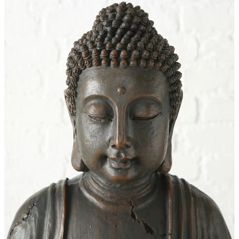 Deco by Boltze Boeddha beeld Zen - antiek grijs - 34 x 45 x 70 cm