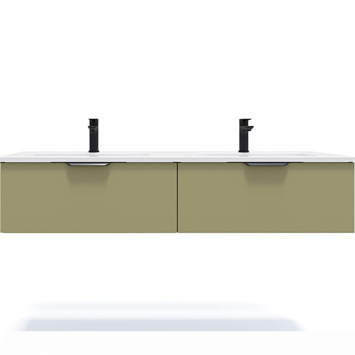 SOHO - Meuble salle de bain double vasque 140cm 2 tiroirs Vert
