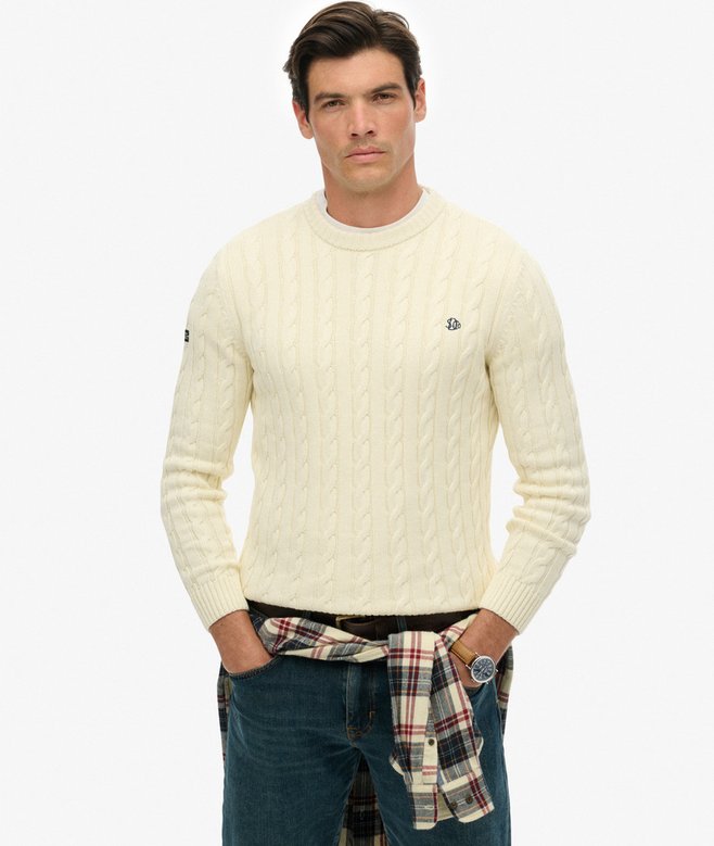 Cotton Cable Knit Crew Jumper