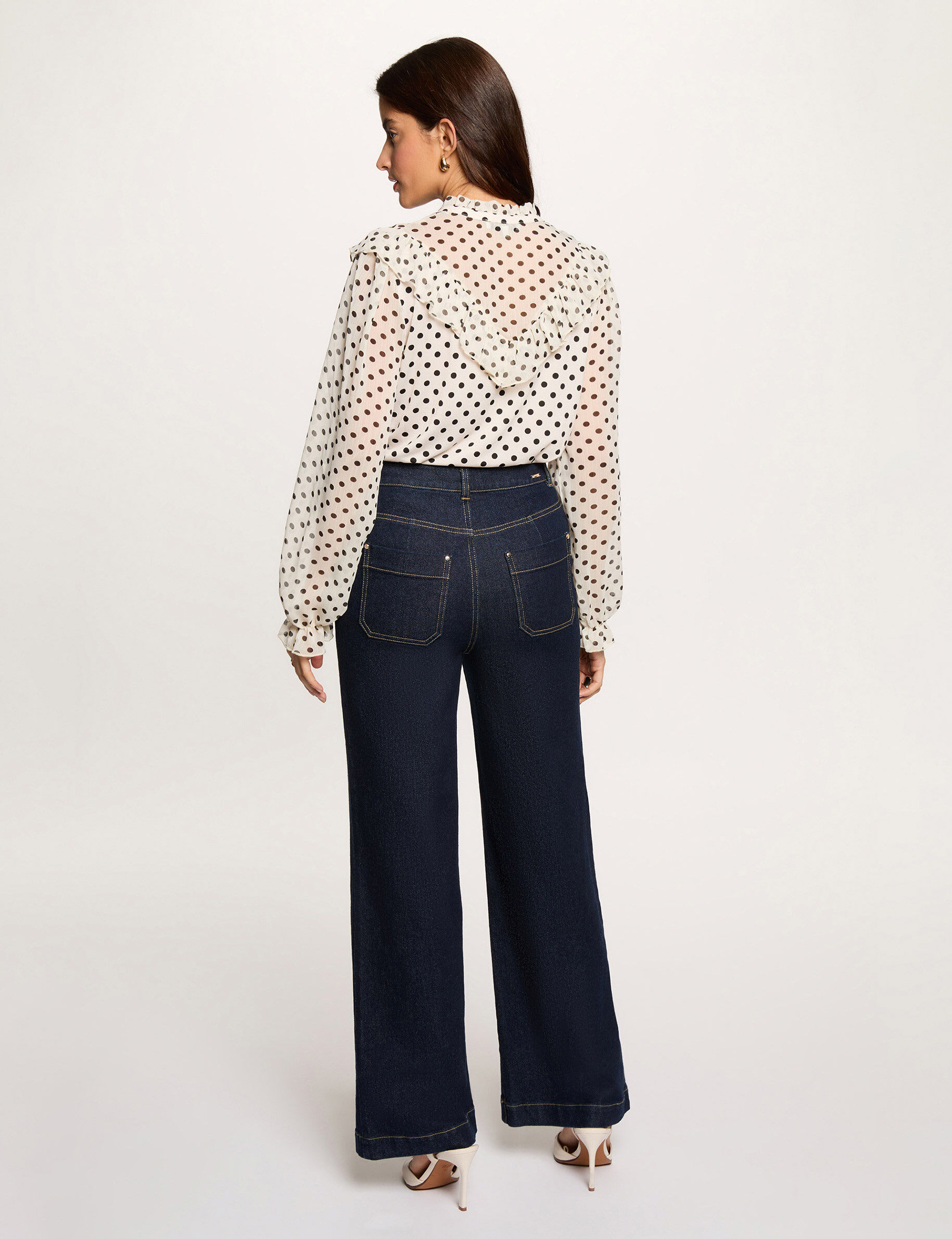 V-Neck Voile T-Shirt White Women