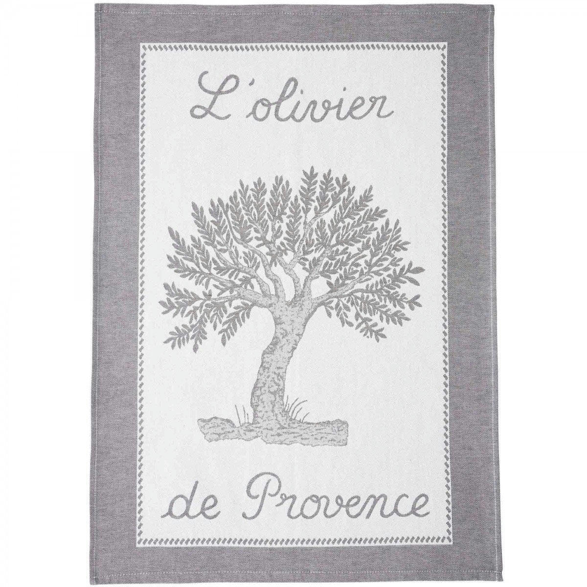 OLIVIER - Torchon en coton noir 50x75