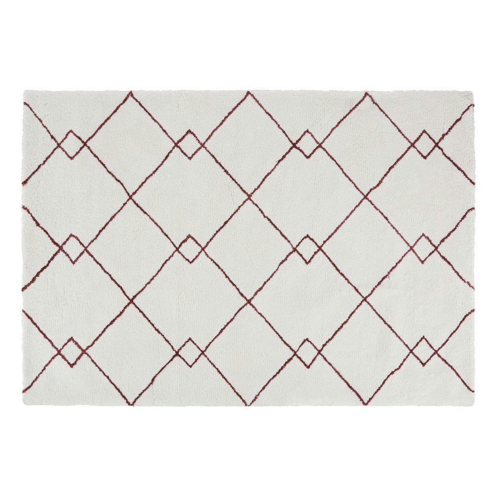 ELSULA - Tapis style berbère tufté terracotta et blanc 160x230