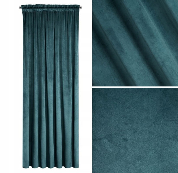 Zasłona Welurowa Welur Velvet na Taśmie 140 x 270 Niebieska do Salonu