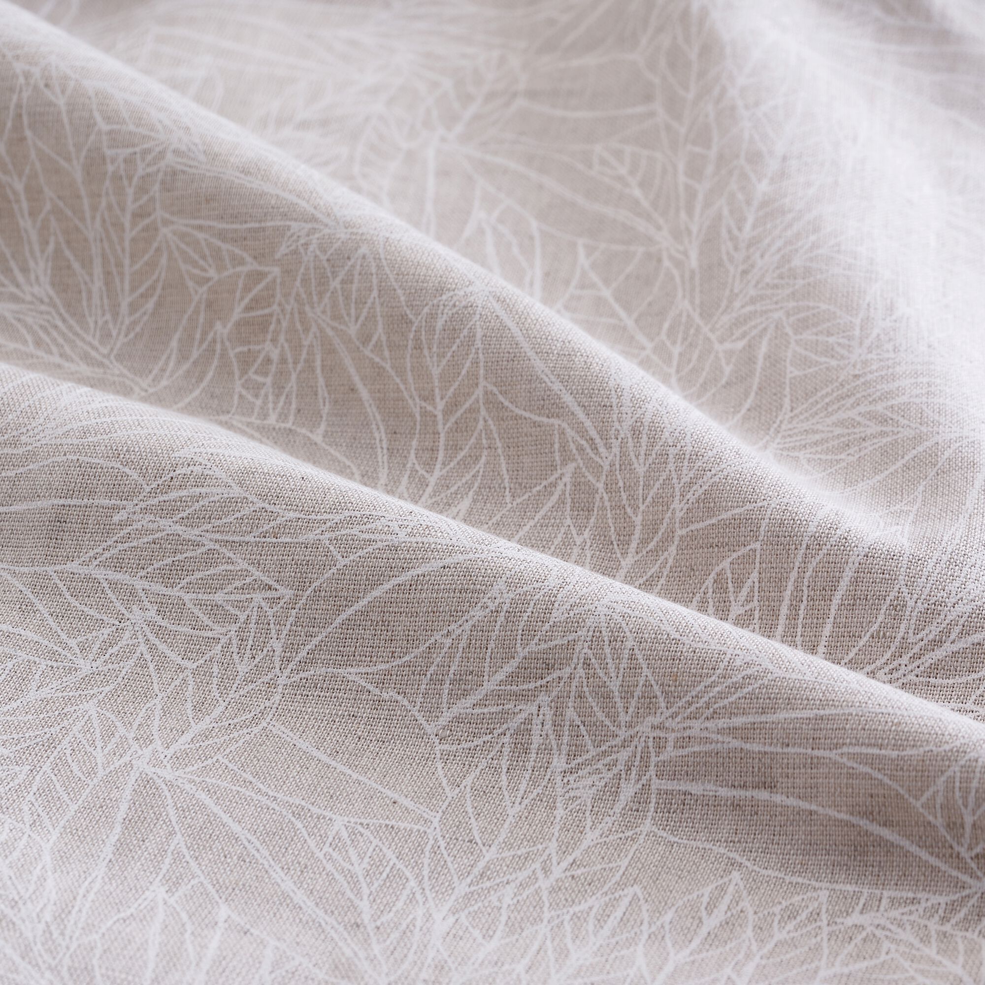 ST REMY - Chemin de table motif laurier en lin et coton - beige 50x150cm