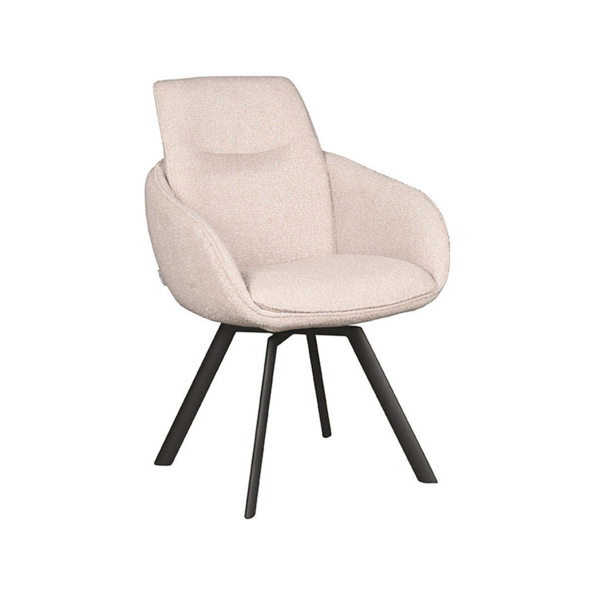 LABEL51 Eetkamerstoel Beauty - Naturel Bouclé - Draaibaar