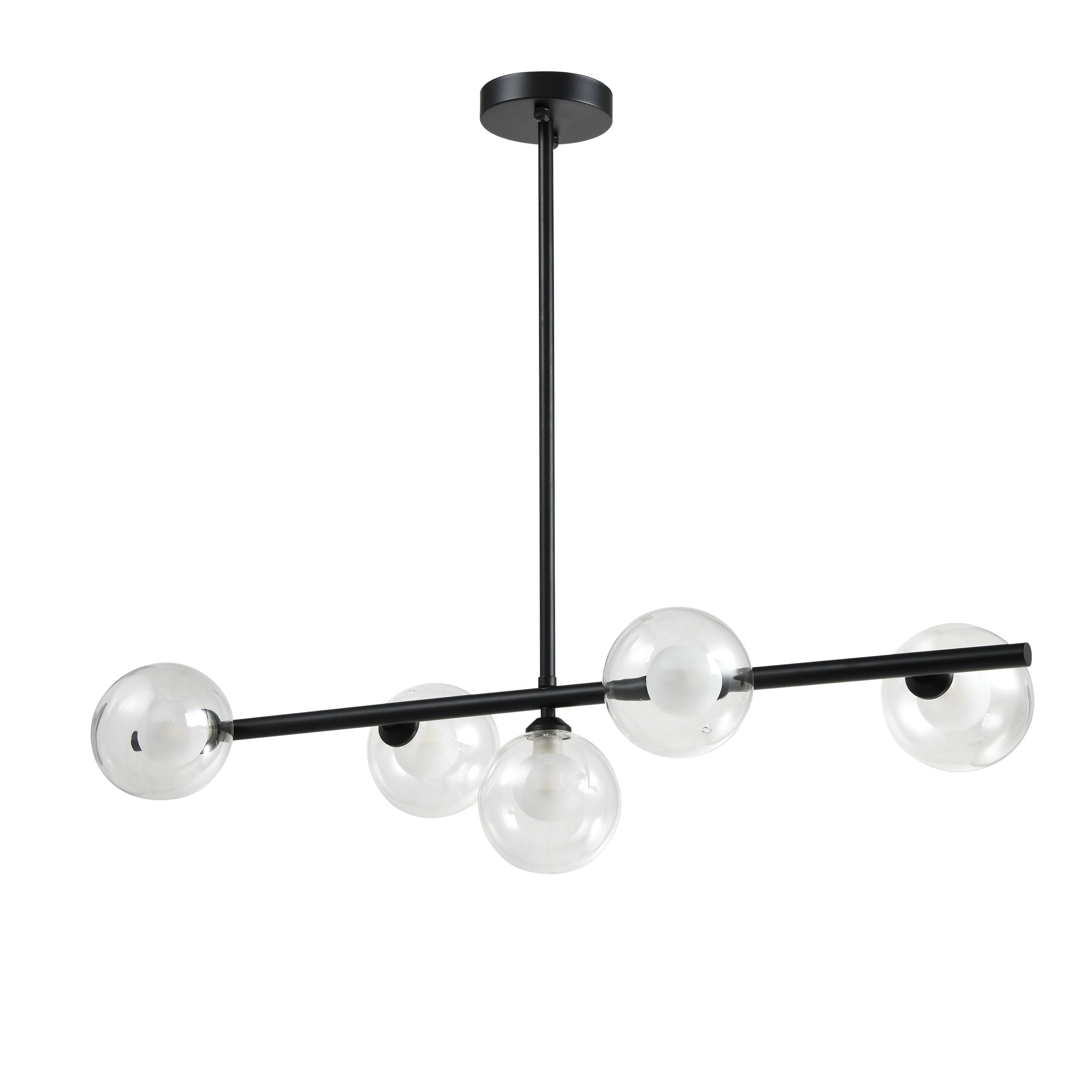 QUVIO Hanglamp met glazen bollen - Metaal - Glas - Zwart