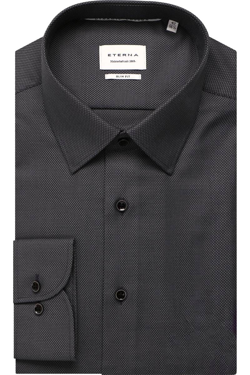 ETERNA Dynamic Cotton Slim Fit Hemd schwarz, Strukturiert