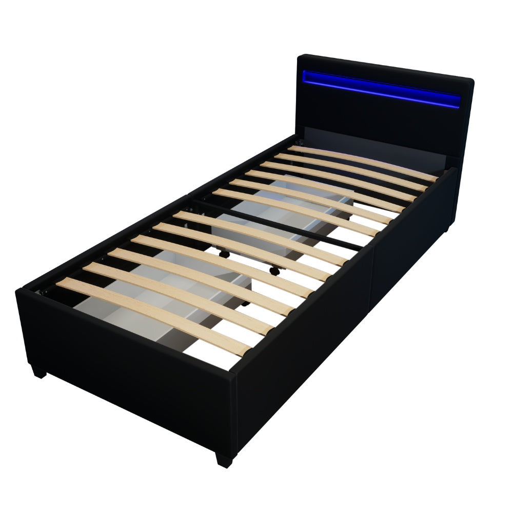 Home Deluxe LED bed NUBE zwart 90 x 200 cm