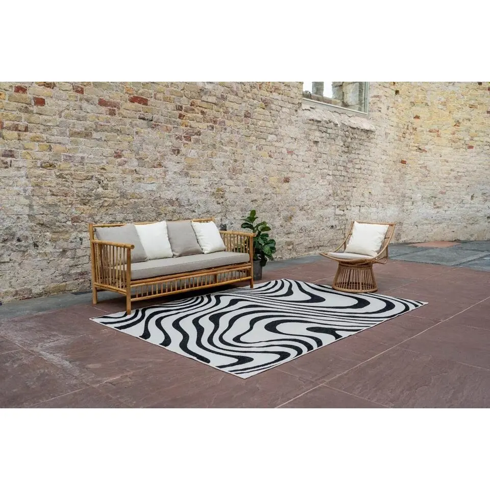 Interieur05 Buitenkleed Swirl Zwart - 340 x 240 cm