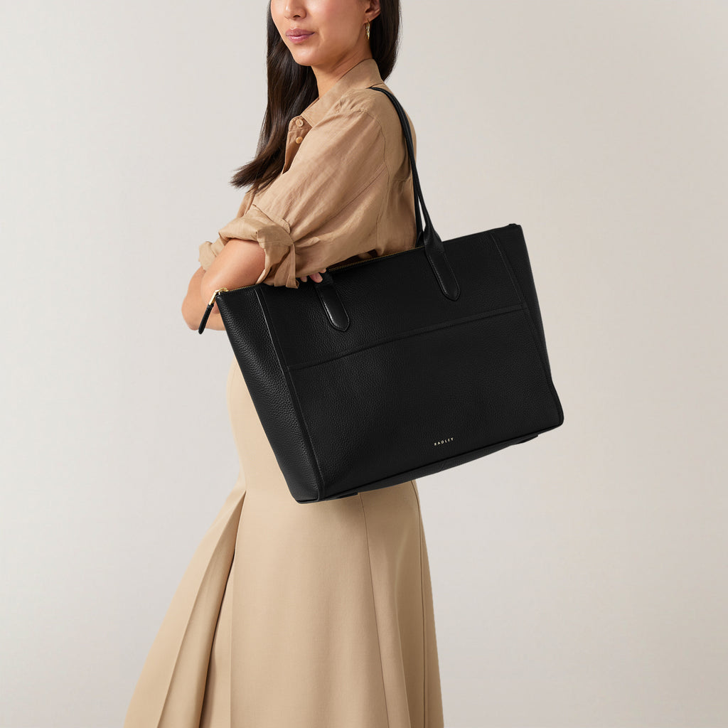 OAK STREET MEDIUM ZIPTOP TOTE BLACK