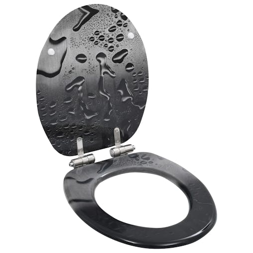 NNEVL WC Toilet Seats 2 pcs with Soft Close Lids MDF Water Drop Design