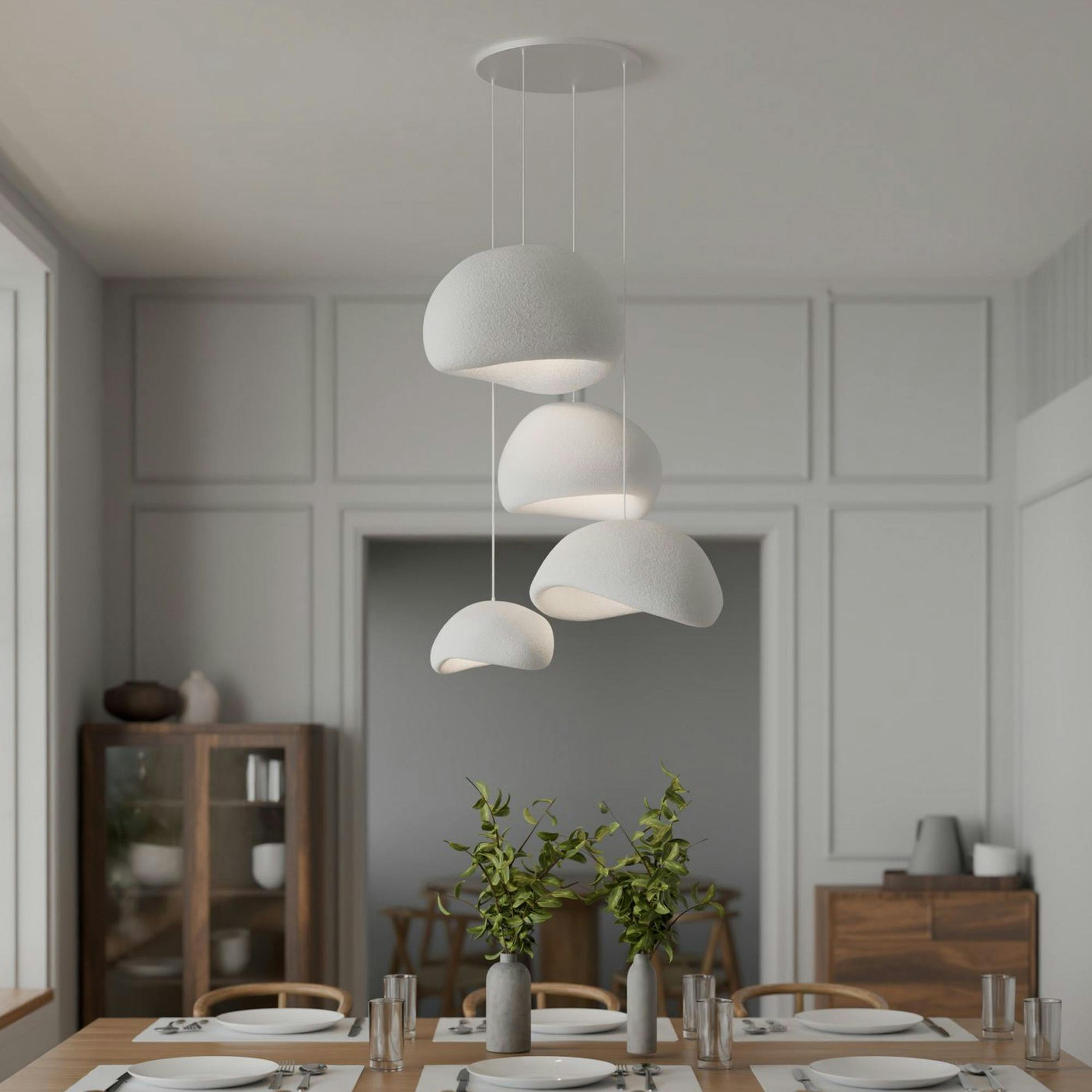 Suspension design blanche 4 abat-jour organiques NOXIS