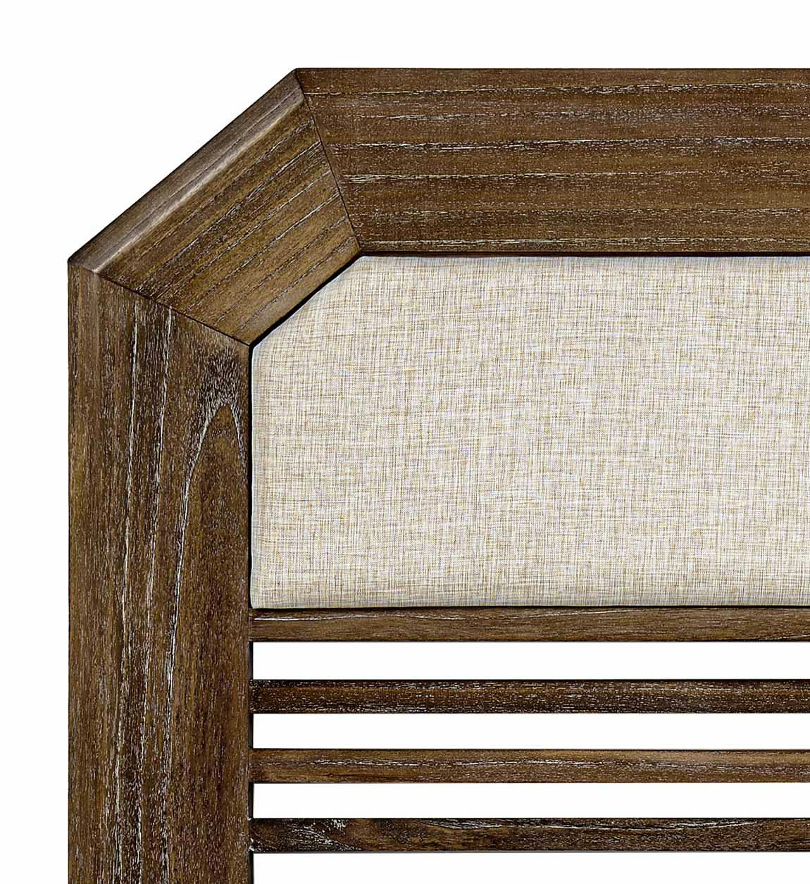 SINDORO - Tête de lit en bois marron et capitonnée en polyester blanc L165