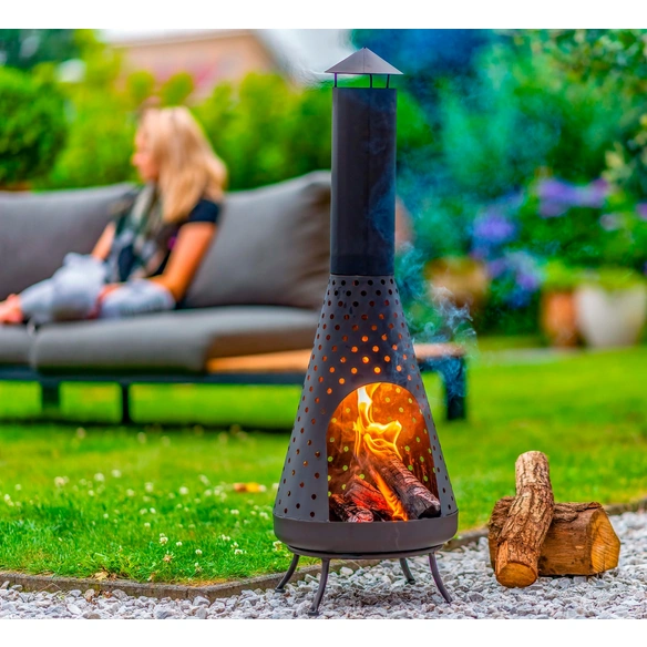 Gartenkamin »Napa«, zylinderförmig, LxBxH: 35x35x108 cm, schwarz