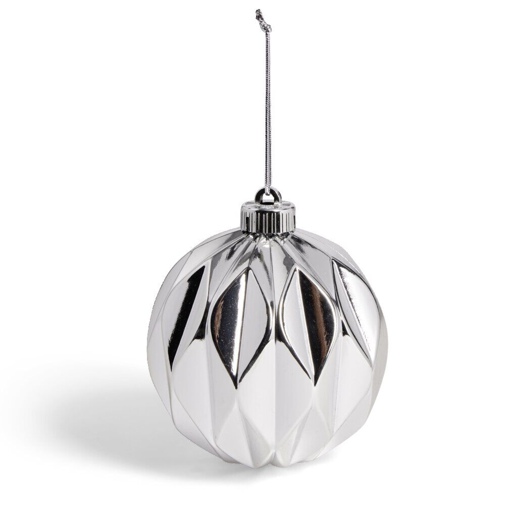 Boule de No&euml;l origami argenté ou bleue Ø12cm - 2 coloris