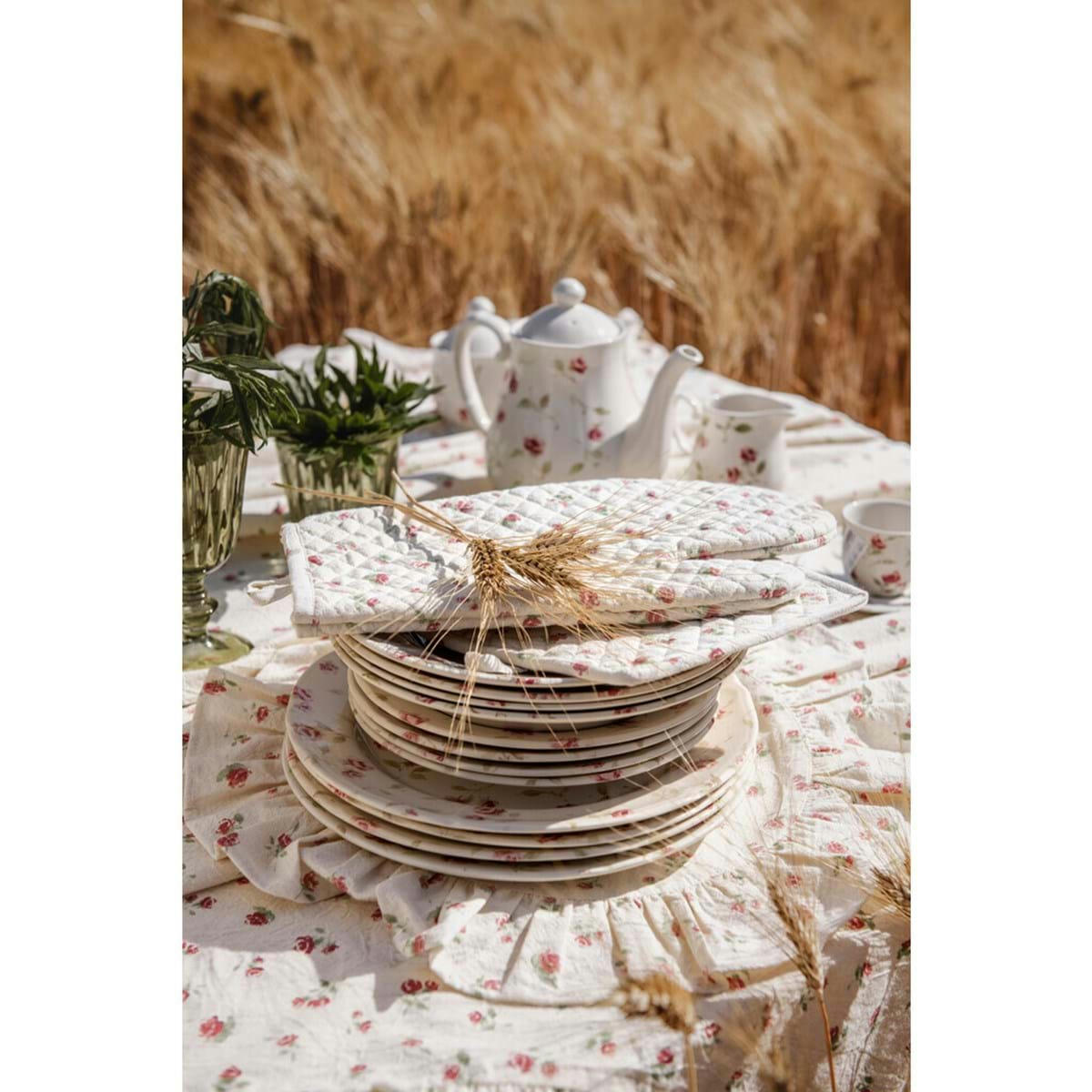 - Set de table rond avec volants rouge