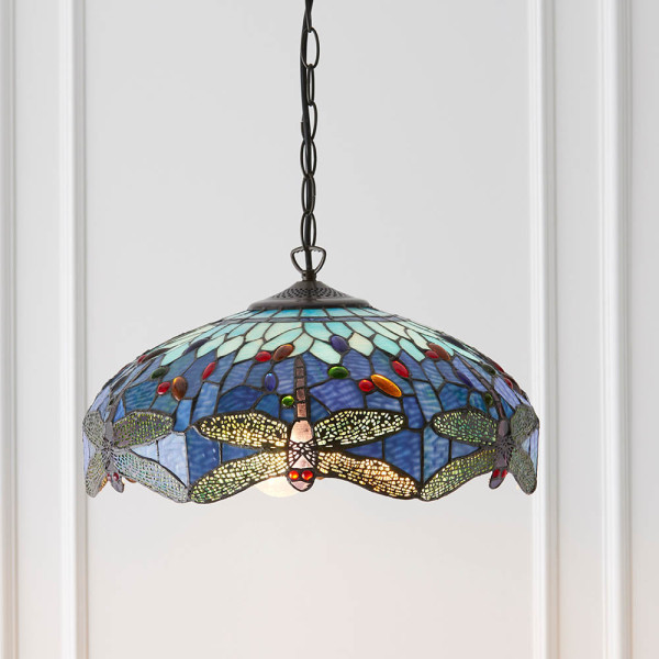 Lampa wisząca DRAGONFLY BLUE ważki multikolor 3xE27x40W IP20 Tiffany