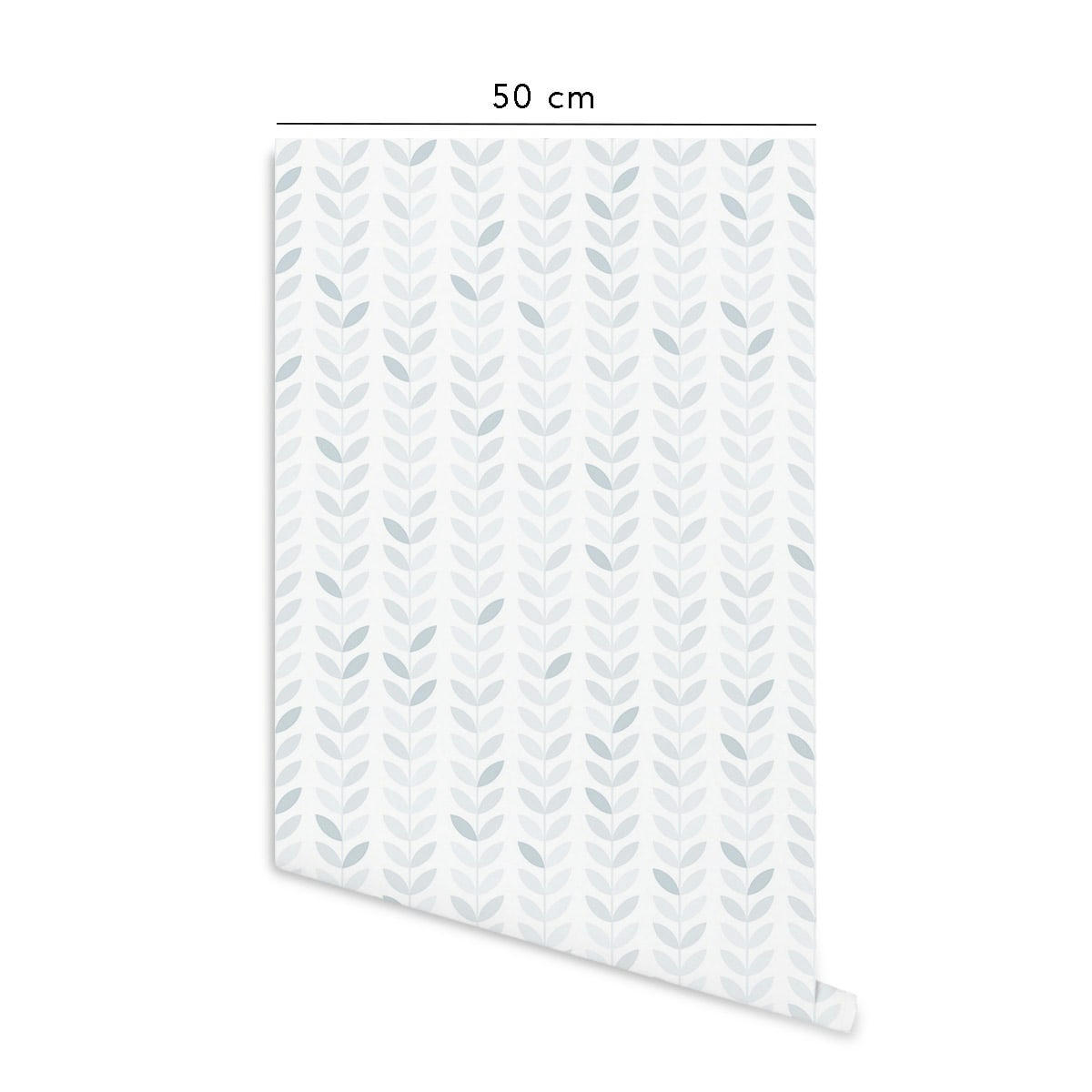 VINTAGELEAVES - Papier peint vinyle adhésif feuilles vintage poudre bleu 50x300 cm