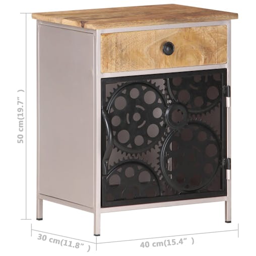 NNEVL Bedside Cabinet 40x30x50 cm Rough Mango Wood