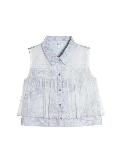 Patchwork Ruffle Vest Shirt - 26SDT055C