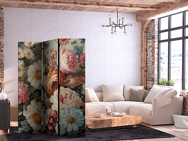 Paravent -Belles Fleurs de Jardin aux Couleurs Pastel
